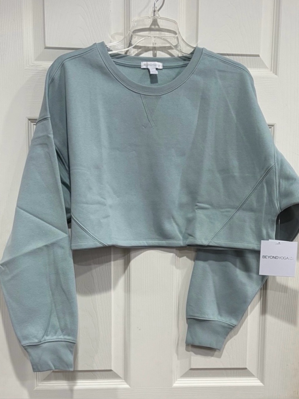 Beyond Yoga Women's XL LuxeFleece Cropped Sweatshirt Teal NWT Fleece Cozy